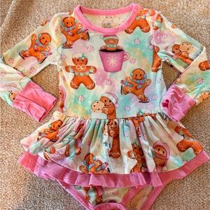 Birdie Bean Gingerbread Print Baby Romper